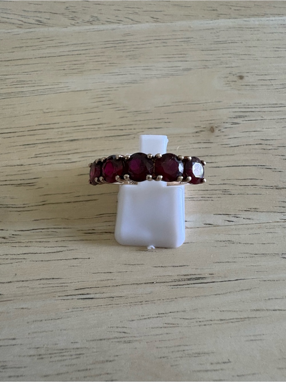 JTV Ruby Gemstone Band in Gold Tone